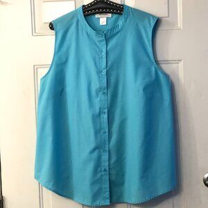 CW Classics Sz 2X Women's Blouse Shirt Sleeveless Teal